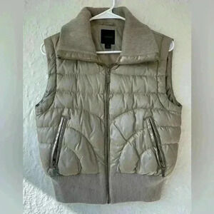Express Y2K Metallic Iridescent Beige Puffer Vest Vintage Express 2000's; size S